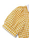 Haut jaune à carreaux vichy revers et boutons nacrés des années 1950