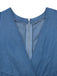 Combinaison bleue en denim à manches bouffantes années 1970