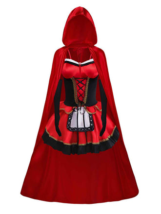 3PCS Cape rouge avec robe corset années 1970