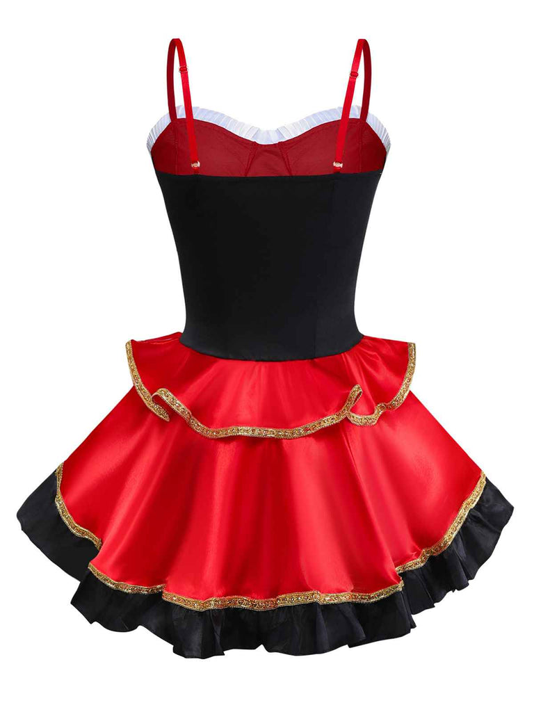 3PCS Cape rouge avec robe corset années 1970