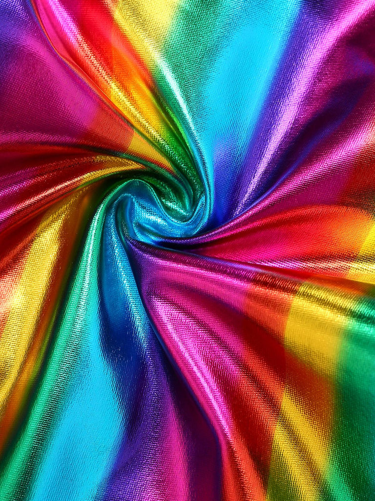 [Prévente] Combinaison dos nu disco blocs de couleurs arc-en-ciel des années 1970