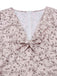 Robe multicolore à fleurs col en V et ourlet à volants irréguliers des années 1940