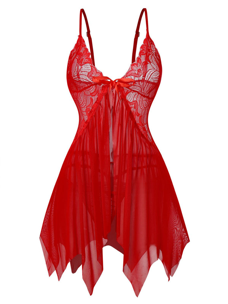 Ensemble de lingerie nuisette en dentelle et satin années 1980