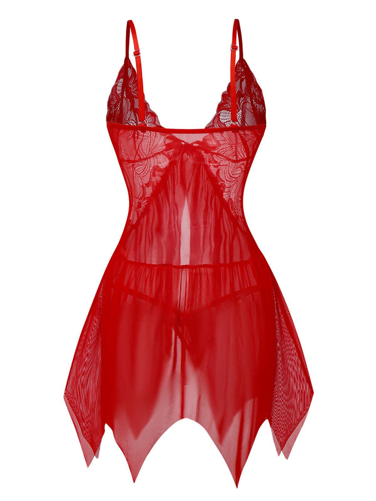 Ensemble de lingerie nuisette en dentelle et satin années 1980