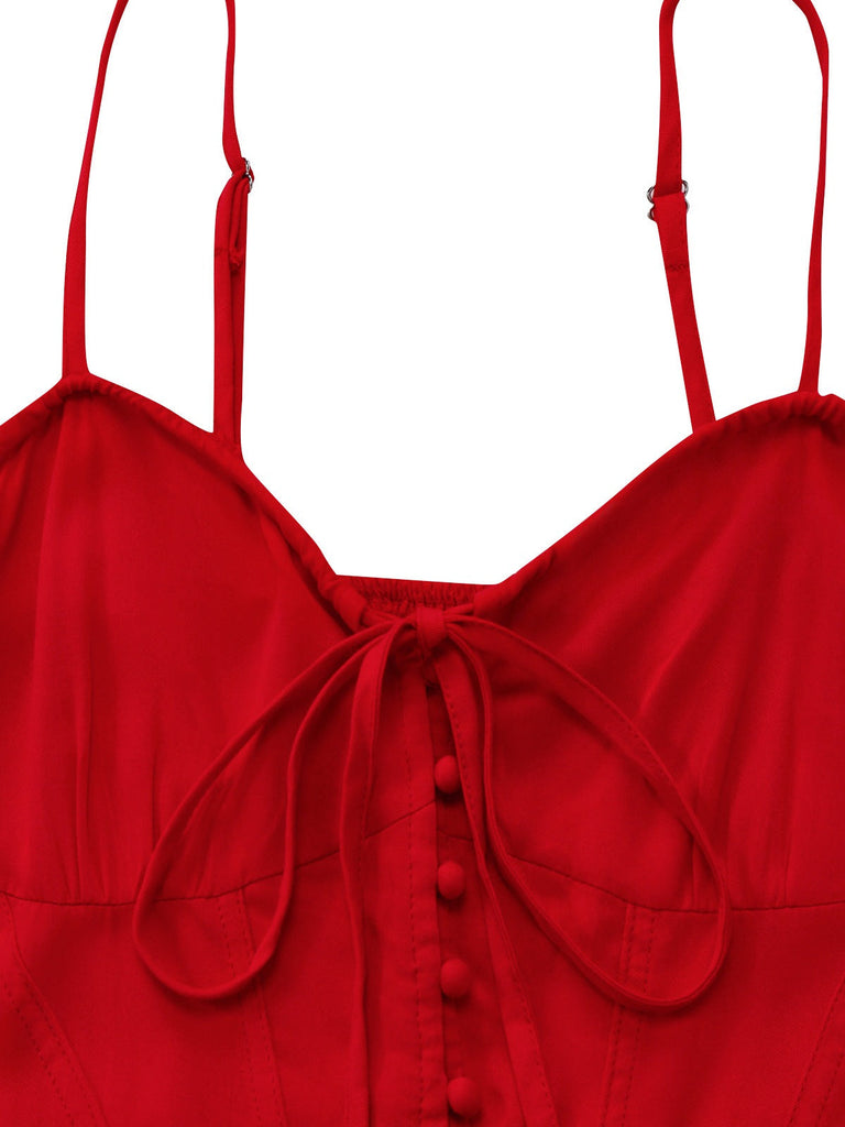 Robe Slip Sans Manches Dos Nu Taille Smockée Années 1950