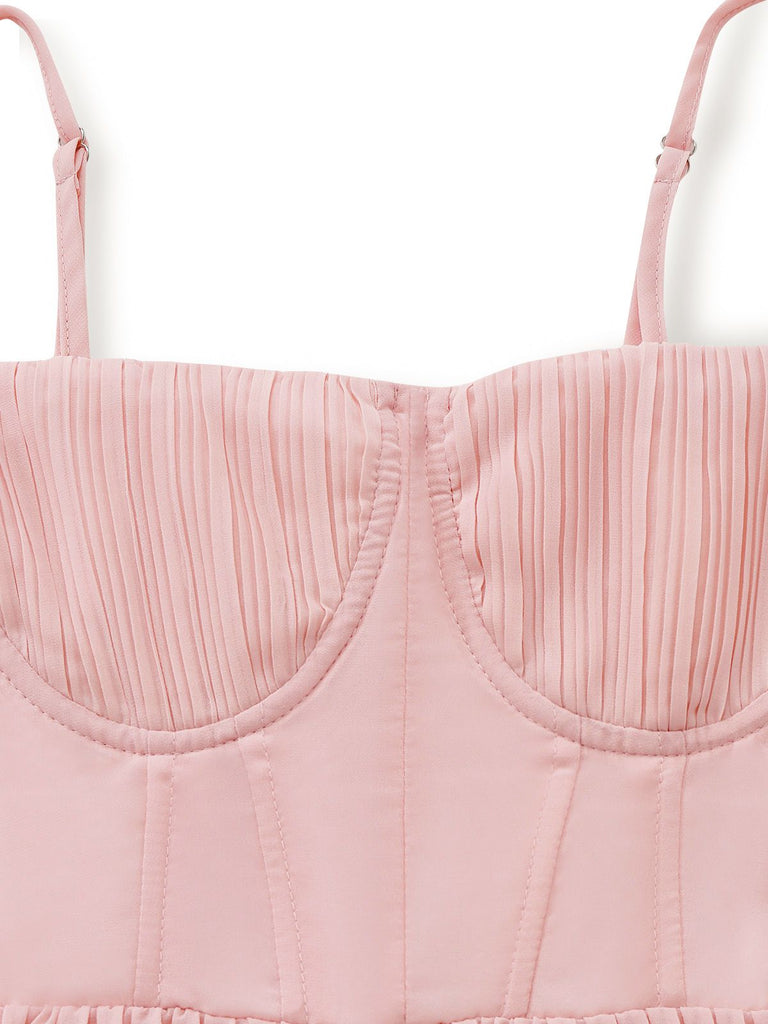 Robe de soirée plissée unie bretelles années 1930