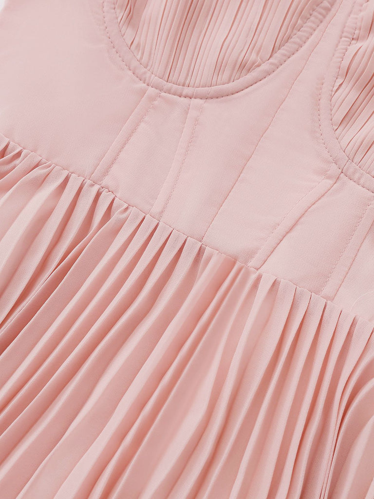 Robe de soirée plissée unie bretelles années 1930