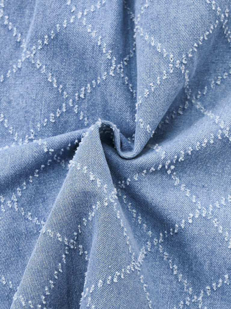 Combishort utilitaire en jean bleu avec boutons années 1980