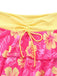 Bikini marron imprimé floral volanté années 1960