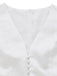 Robe blanche unie sans manches col en V boutons années 1950