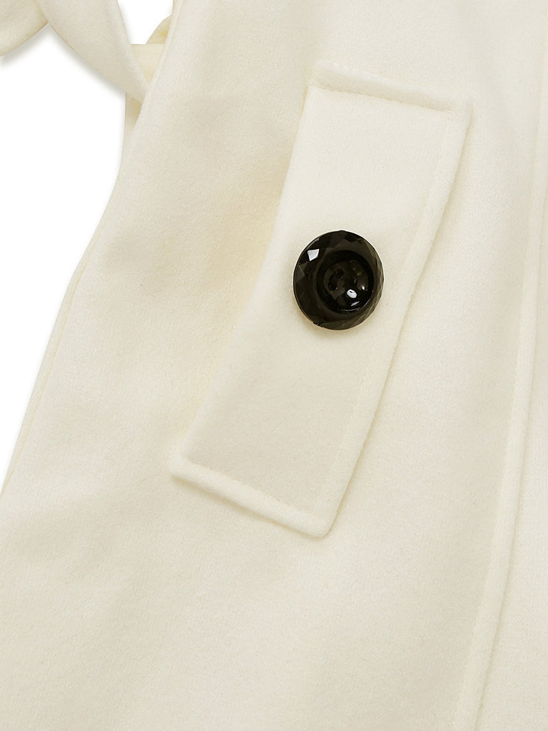 Manteau noir à boutons amovibles en fausse fourrure des années 1940