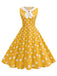 Robe sans manches à pois et col Claudine années 1950