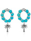 Boucles d'oreilles perles motif palmier bleu lac