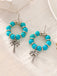 Vintage Perlé Palmier Arbre Boucles d'Oreilles Bleu Lac 3