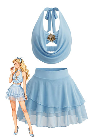 Robe Évasée à Pois Col Cœur Manches Bouffantes années '50