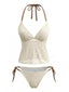 Ensemble tankini dos nu uni jaune pâle années 1950