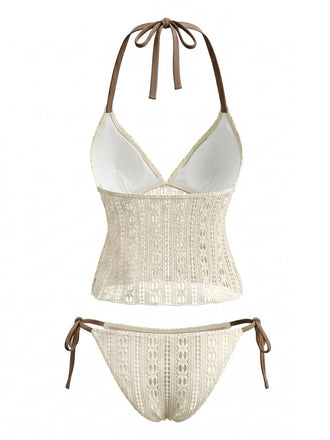 Uni Dos-Nu Tankini Ensemble Jaune clair Années 1950 2
