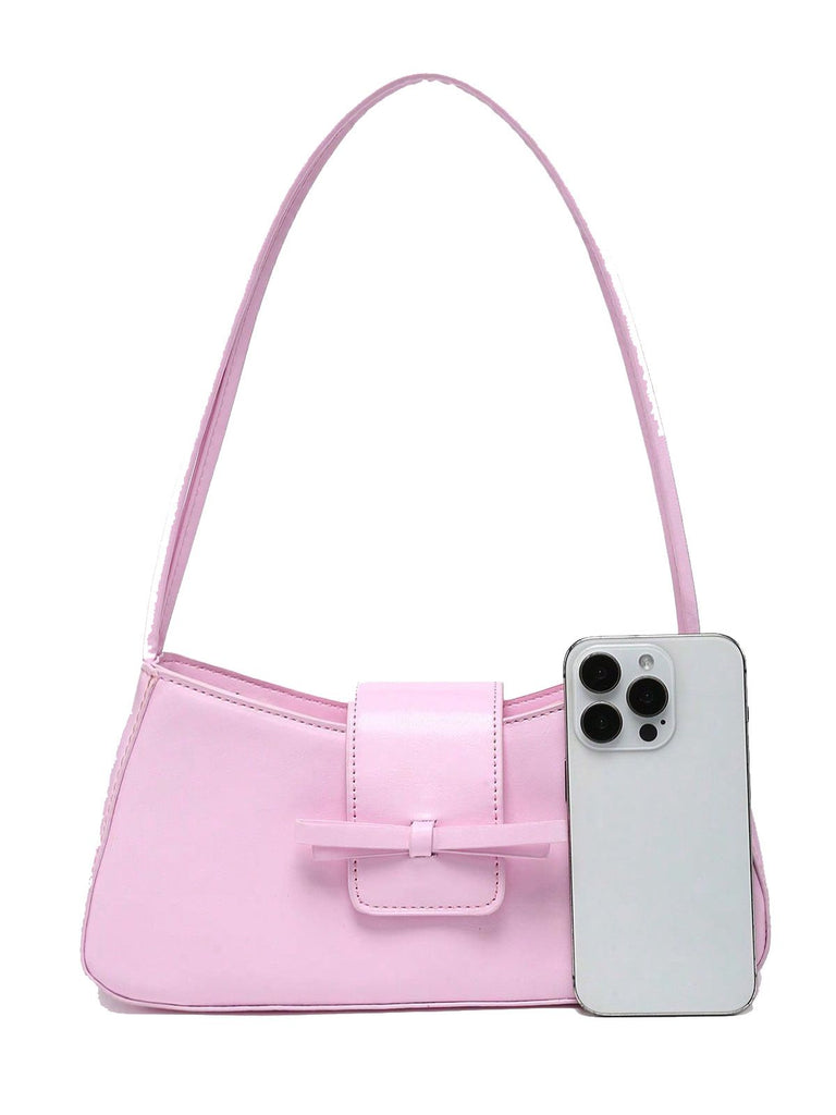 Sac baguette en cuir vintage avec nœud