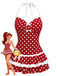 Maillot de bain une pièce rouge pois nœud dos nu 1940s