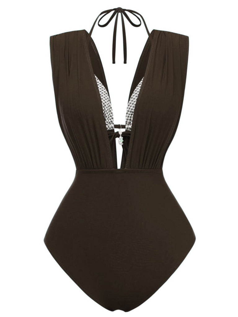Maillot de bain une pièce à carreaux style années 60