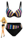 Ensemble Bikini Rayé Arc-en-Ciel Multicolore Années 1970