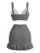 3PCS à Volants Ourlet à Carreaux Drawstring Ensemble Tankini Années 1950 6
