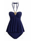 Maillot de bain bleu marine uni et orné d'accents métalliques années 80