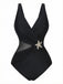 Maillot de bain rétro années 50 à imprimé étoiles de mer, avec décolleté en V et technologie gainante, idéal pour un look plage et piscine assuré.