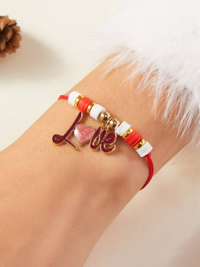 Bracelet tissé ajustable en forme de cœur pour la Saint-Valentin