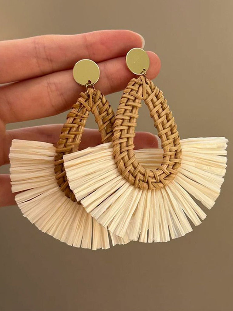 Boucles d'oreilles en rotin de style vintage