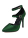 Chaussures à Talons Hauts Pointues en Satin Vert Foncé