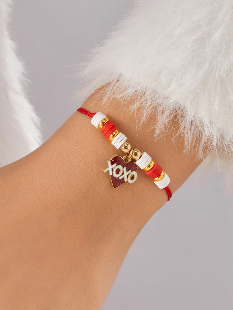 Bracelet tissé ajustable en forme de cœur pour la Saint-Valentin