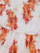 Robe à Manches Bouffantes Smockée Floral Orange Années 40