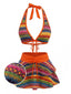 Ensemble bikini et paréo bohème orange années 80