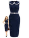 [Prévente] Robe Crayon Sans Manches à Revers Bleu Profond Années 60