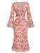 [Prévente] Robe Longue Florale Col en V Manches Bouffantes avec Ceinture années '70 2