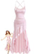 Robe Longue Satin Bretelles Fines à Volants Dos Nu Années 1930