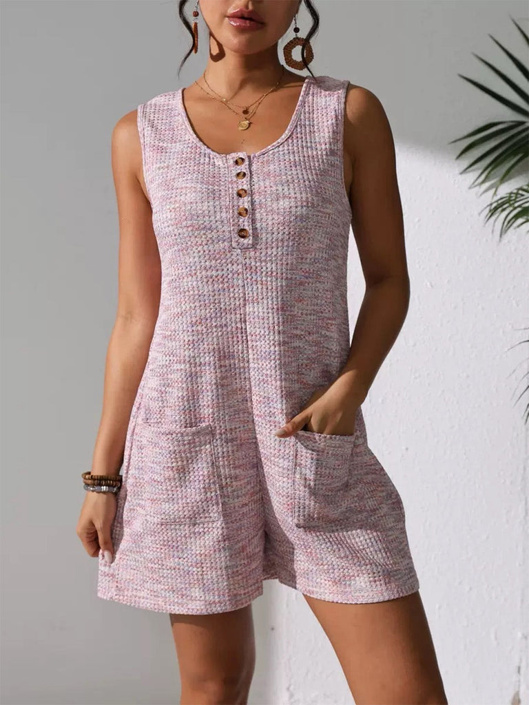 Combishort Sans Manches Boutonné en Tweed Rose Années 30