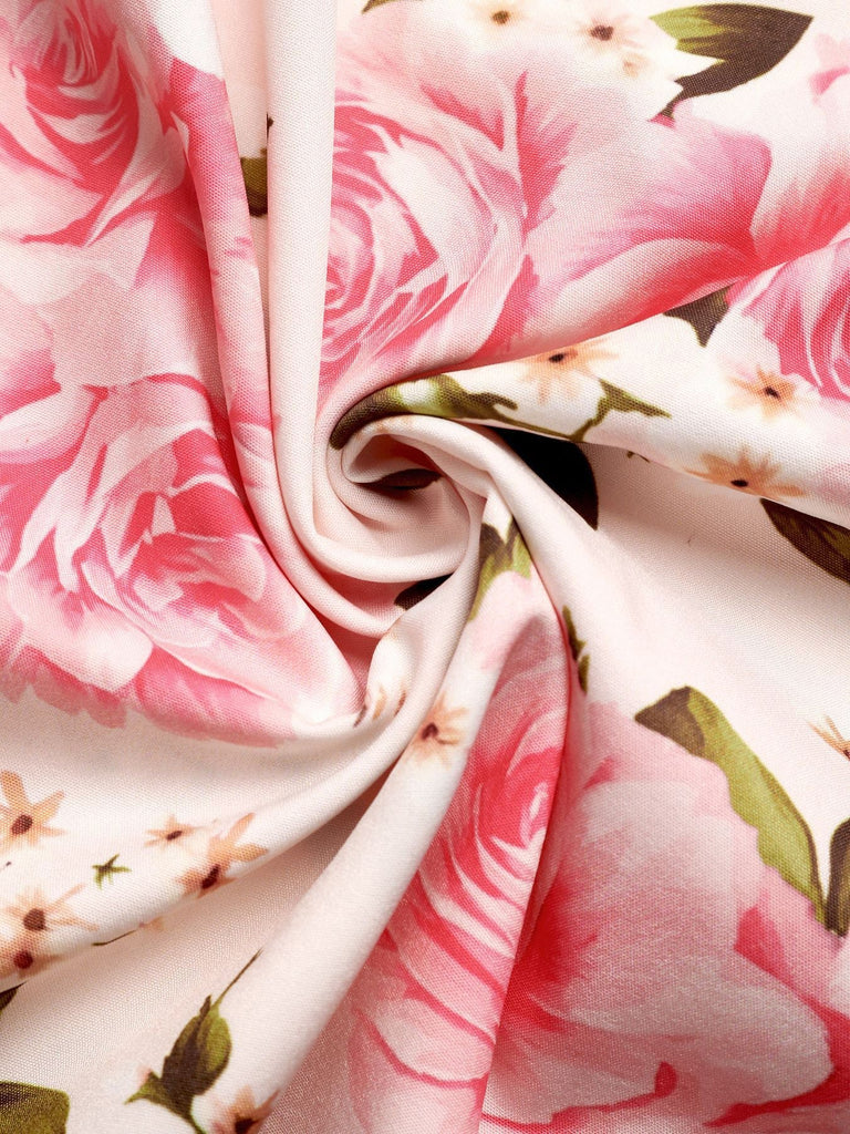Florale Dos-Nu Taille Haute Robe Rose Années 1940 6