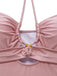 Rose Maillot de Bain Dos Nu à Anneau Métal Croisé années '40 4