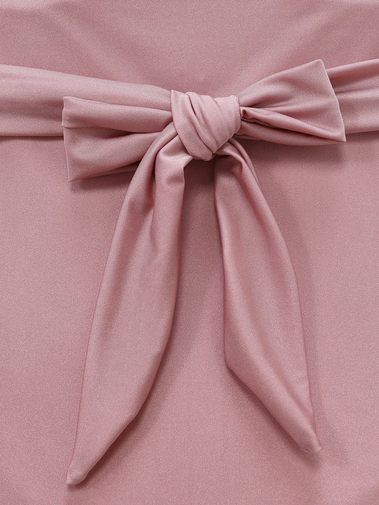 Rose Maillot de Bain Dos Nu à Anneau Métal Croisé années '40 7