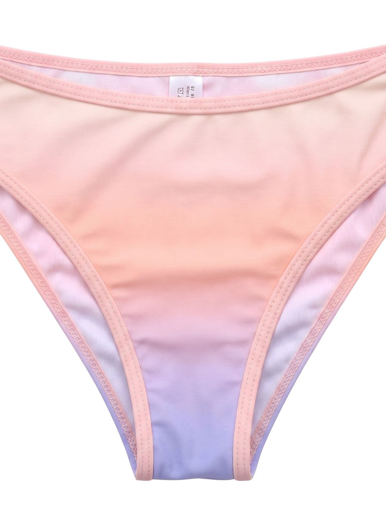 [Prévente] Ensemble Bikini Dos-Nu à Volants Dégradé Pastel Rose Années 1950 5
