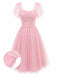 [Prévente] Robe à Pois Filet Col Cœur Rose Années 1950