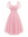 [Prévente] Robe à Pois Filet Col Cœur Rose Années 1950 2