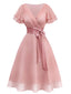 [Prévente] Robe de cocktail rose en tulle satiné années 1950
