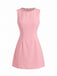 Robe Ligne A Sans Manches Col Rond avec Perles Rose Années 60