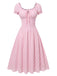 [Prévente] Robe trapèze rose avec nœud uni années 40