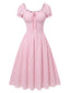 [Prévente] Robe trapèze rose avec nœud uni années 40