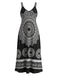 [Grande Taille] Noir Col en V Bride Bohème Robe Années 1970 2