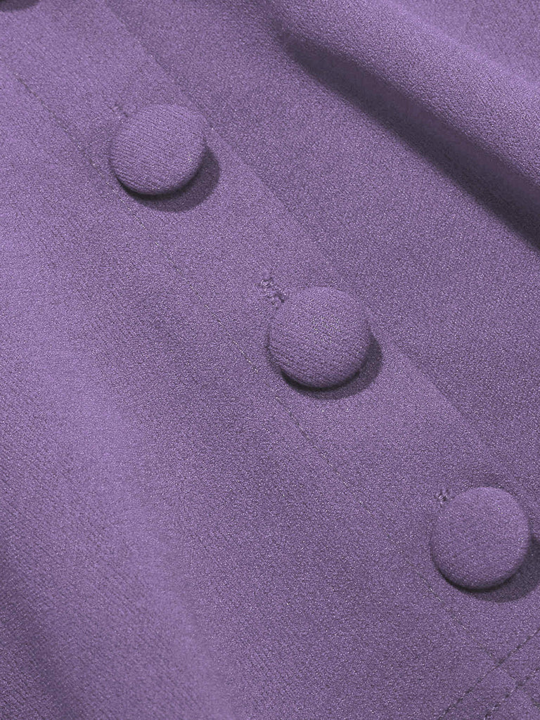 Robe à Ligne A avec Cape Uni Violet Années 50